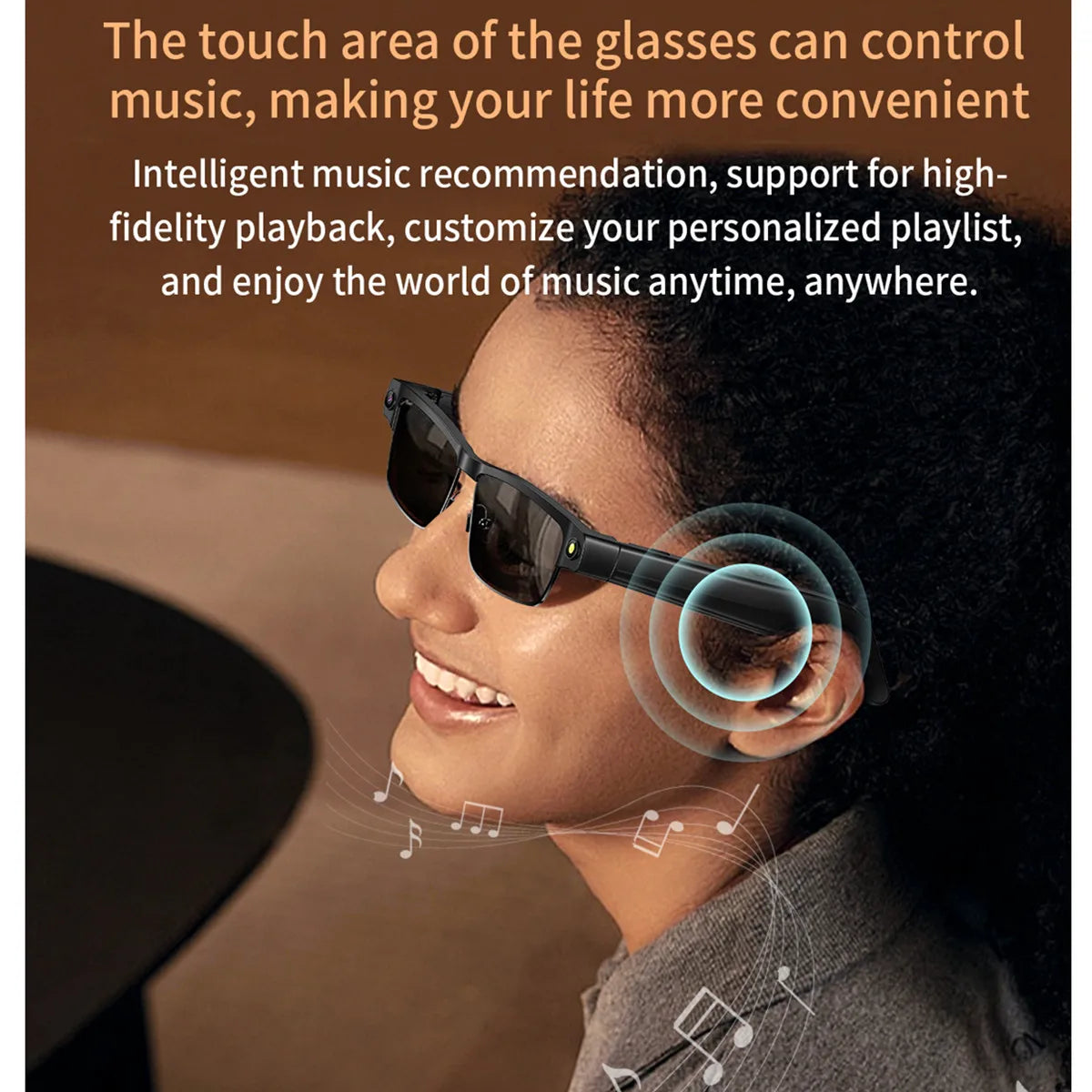 Smart Glasses Myopia Prescription 8MP HD Camera w/ AI Object Recognition