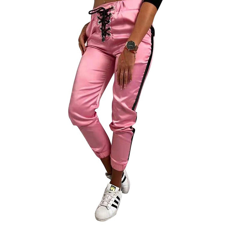 Contrast stitching trendy pants