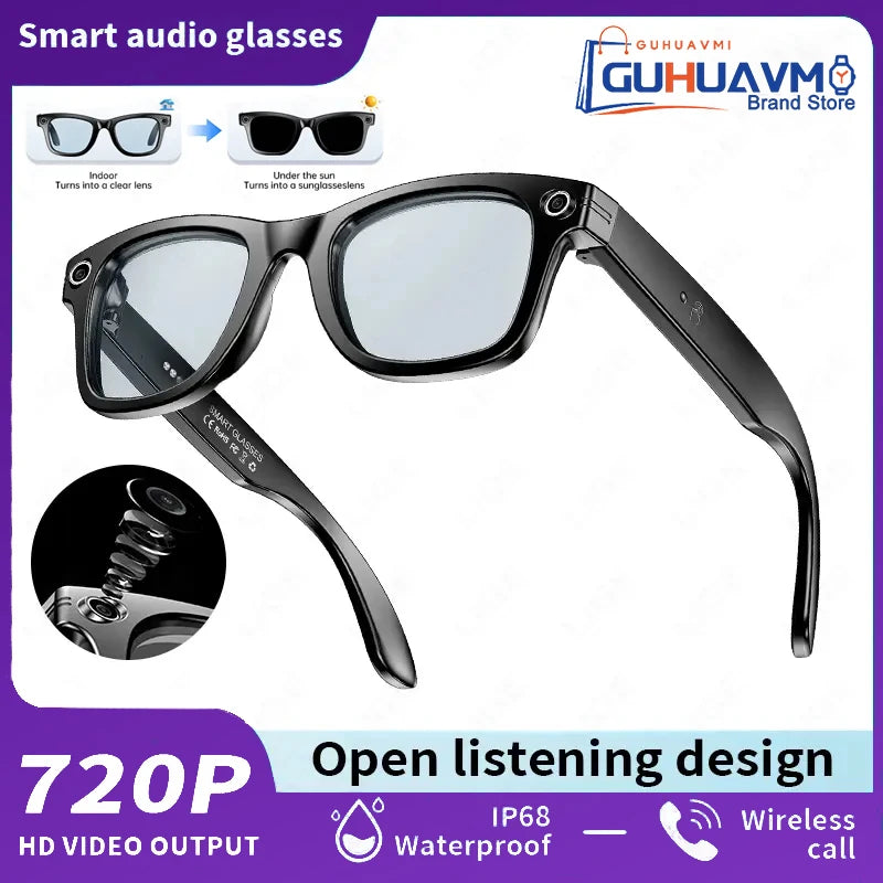 AI Smart Glasses with 8MP Camera Video Recording w/ 100+ Languages Translation