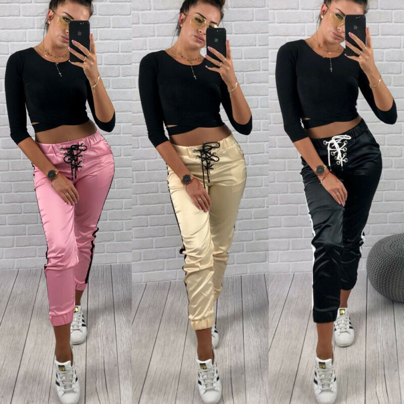 Contrast stitching trendy pants