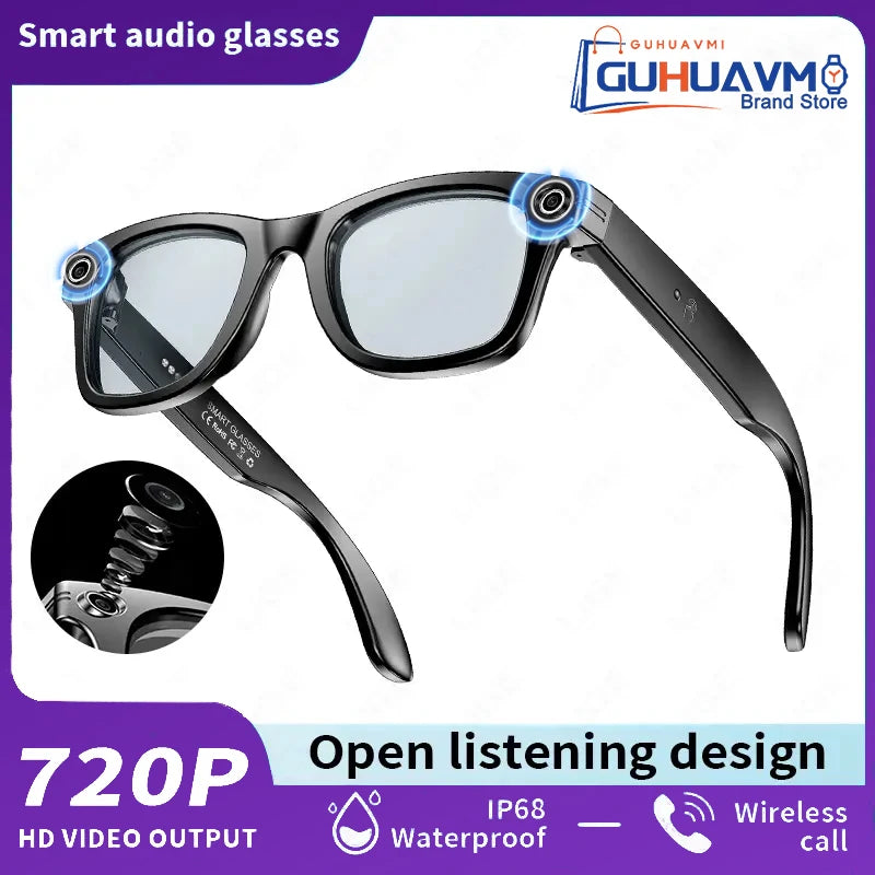AI Smart Glasses with 8MP Camera Video Recording w/ 100+ Languages Translation