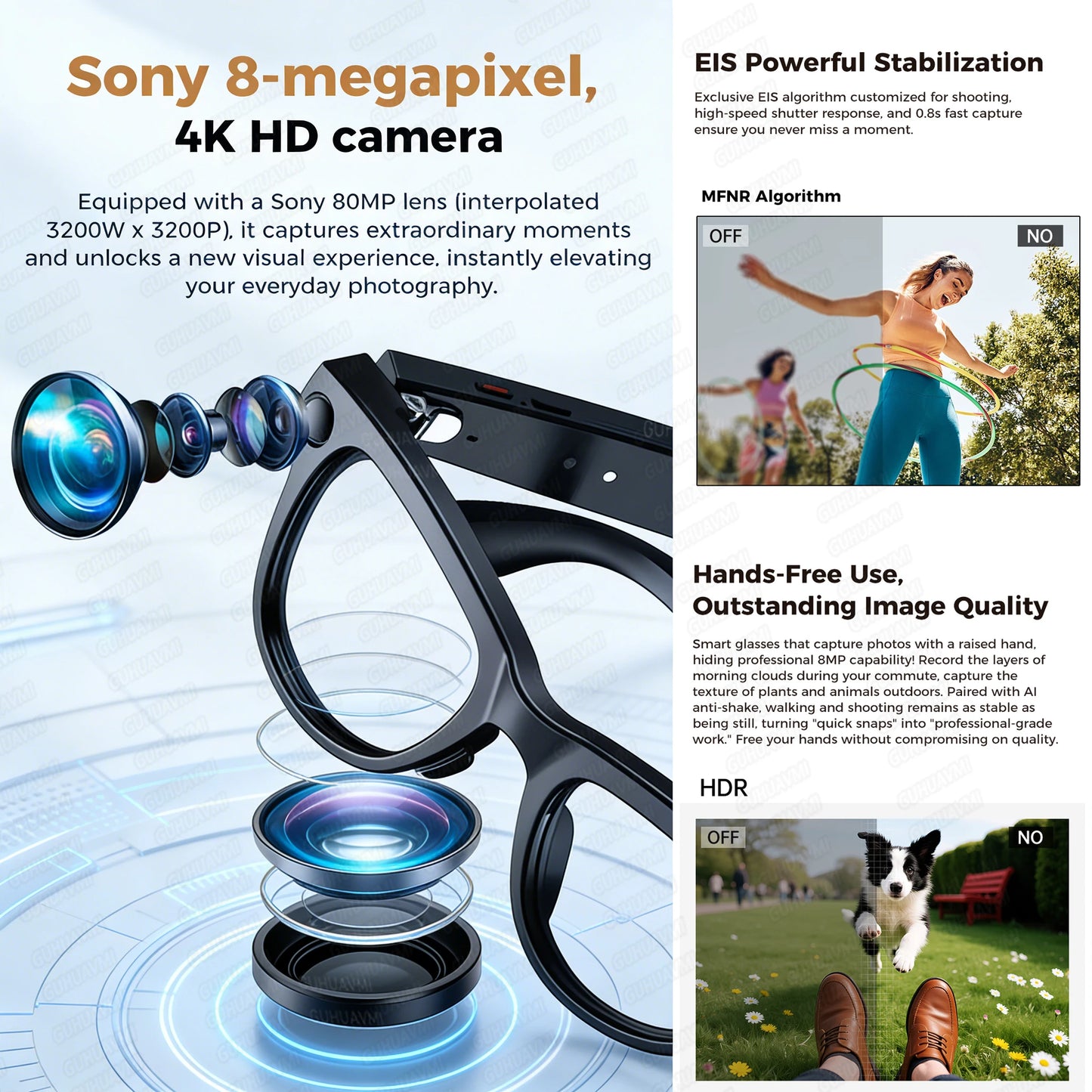 New AI Chat Glasses for IOS Smart Glasses w/100+language Translation