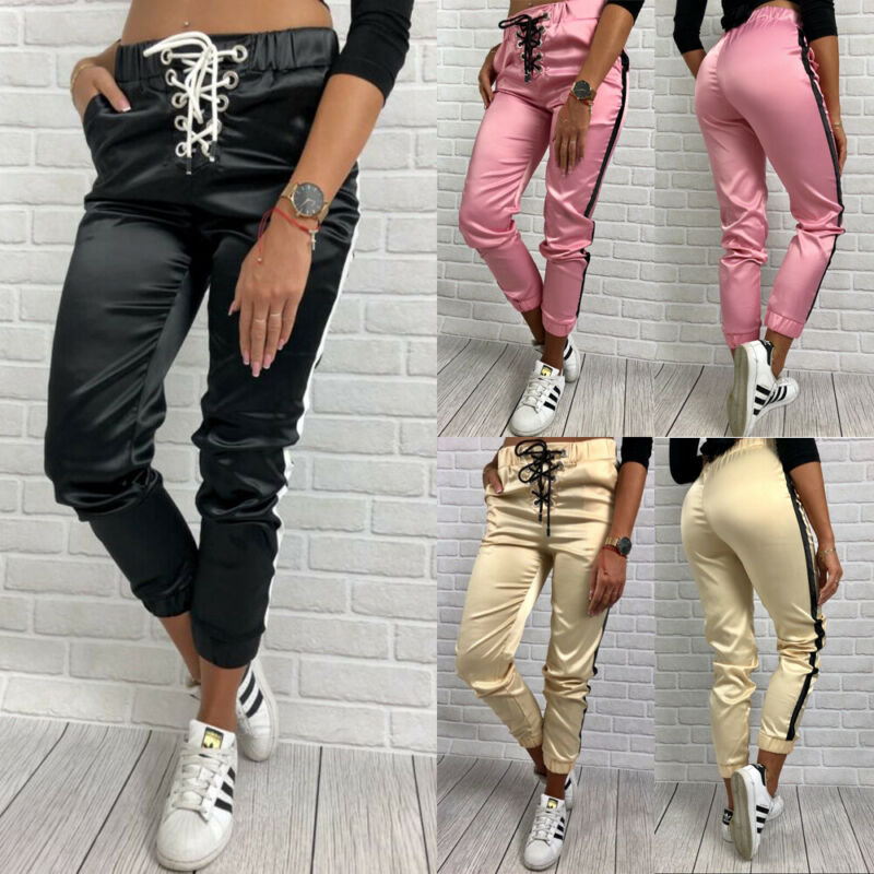 Contrast stitching trendy pants