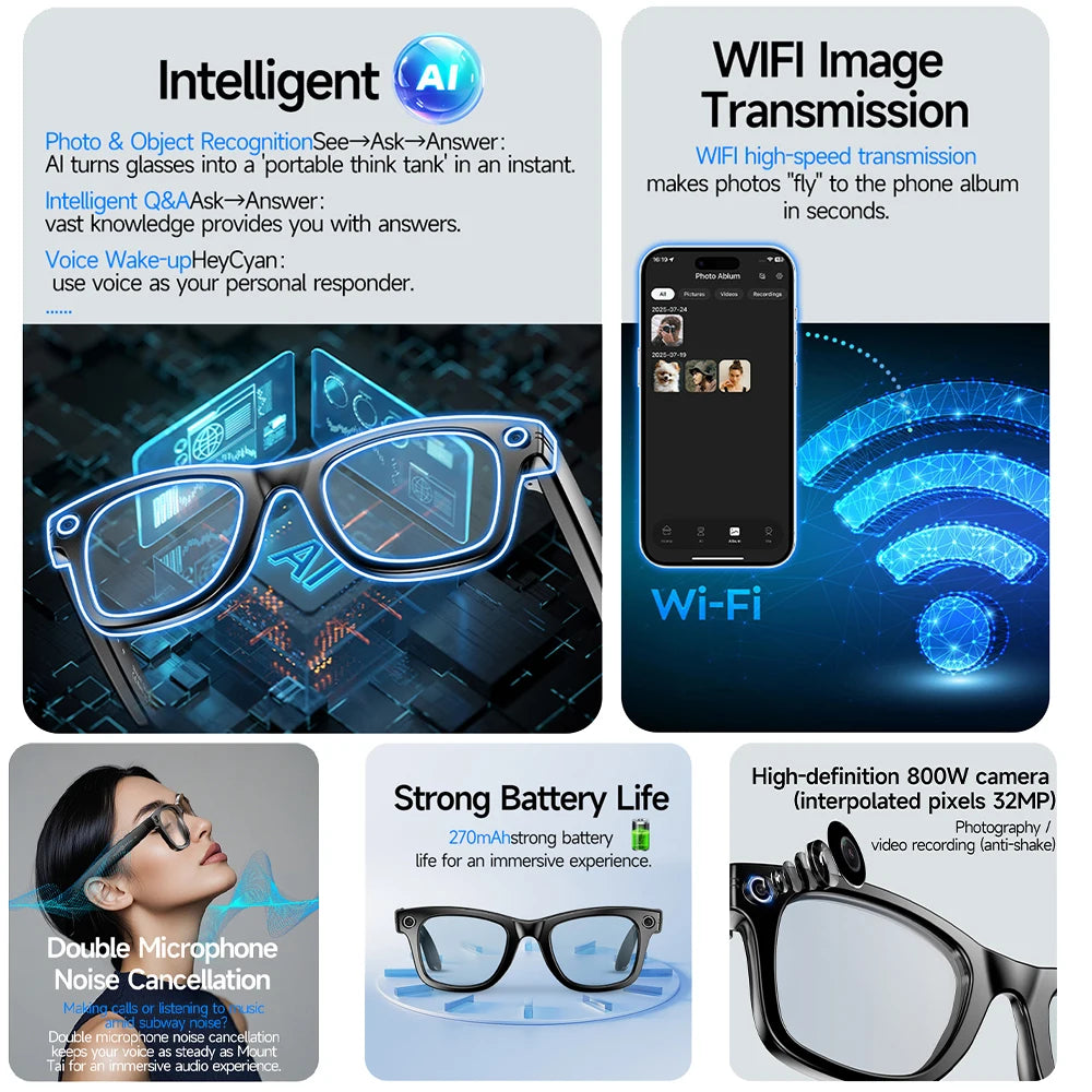 2026 AI Smart Glasses w/ Photo & Video Intelligent Recognition