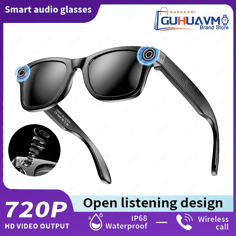 AI Smart Glasses with 8MP Camera Video Recording w/ 100+ Languages Translation