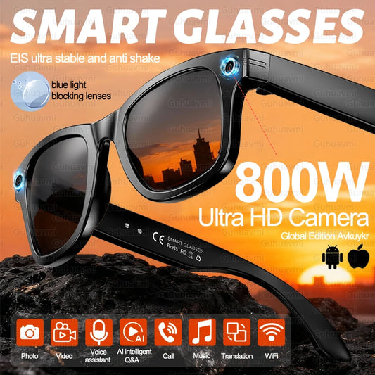 2026 Brand New 8MP Camera Glasses w/ Color-Changing AI Smart Bluetooth